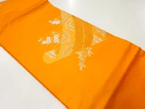 御簾に秋草模様織出し名古屋帯